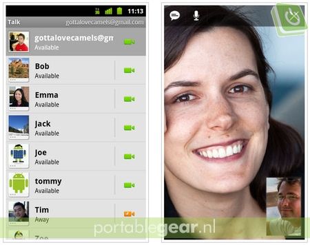 Google Talk videochat-functie in Android 2.3.4