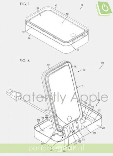 Concept iPhone-verpakking als oplaad-dock (via Patentlyapple.com)
