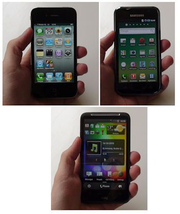 iPhone 4, Galaxy S en Desire HD