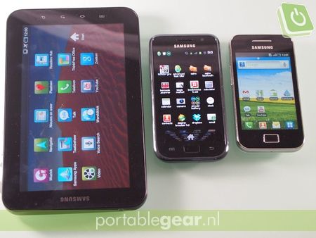 V.l.n.r.: Galaxy Tab, Galaxy S en Galaxy Ace
