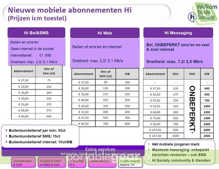 Nieuwe Hi-tarieven mobiel internet vanaf 5 september 2011