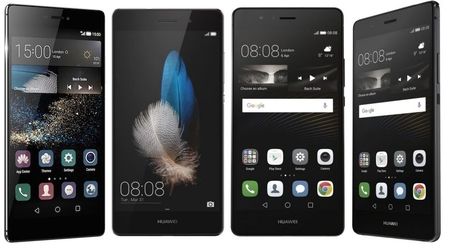 Huawei P8 Lite, P8, P9 en P9 Lite (van links naar rechts) 