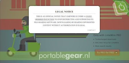 LimeWire offline notice
LimeWire offline notice
