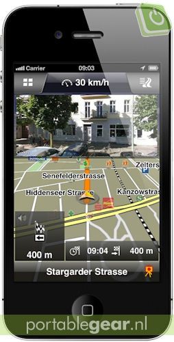 iPhone Navigon-app met Google Street View