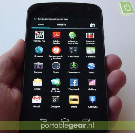 Samsung Galaxy Nexus: app-menu