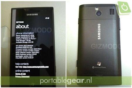 Samsung i8700 Windows Phone 7 (via Gizmodo)
