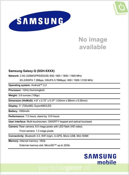 Samsung Q specificaties
Samsung Q specificaties