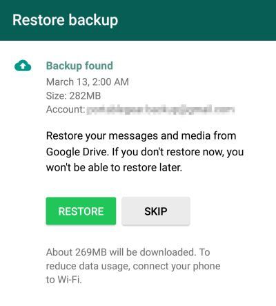 WhatsApp geschiedenis herstellen via Google Drive 