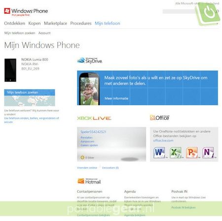 Windows Phone toegankelijk vanaf PC met Windows Live ID